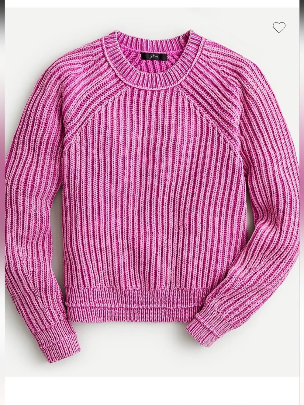 J Crew Garment Washed Crewneck Sweater Pink Medium